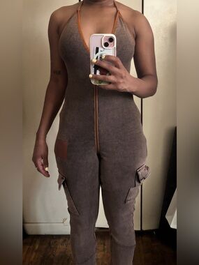 Tordrobes Halter Uzip Jumpsuit Brown